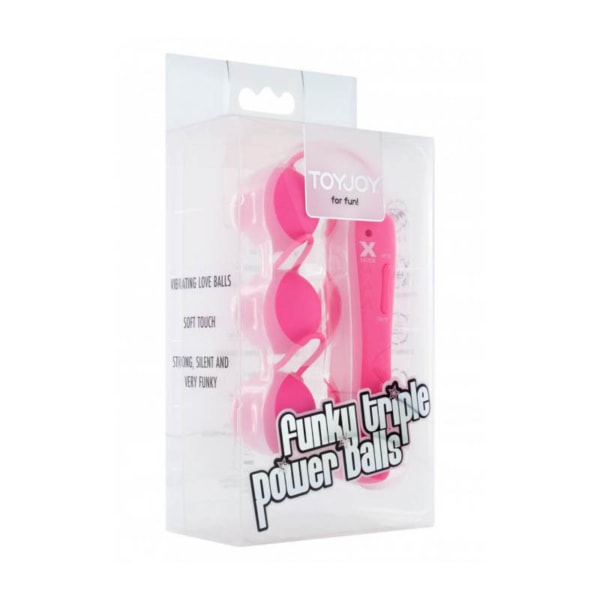 Συσκευασία Funky Triple Power Balls Σετ με 3 κολπικές μπίλιες σε ροζ χρώμα από την ToyJoy